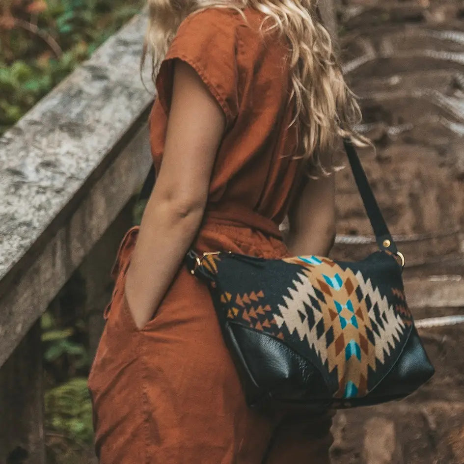 Boho Pendleton Wool Crossbody - Artisanal Eco-Friendly Style