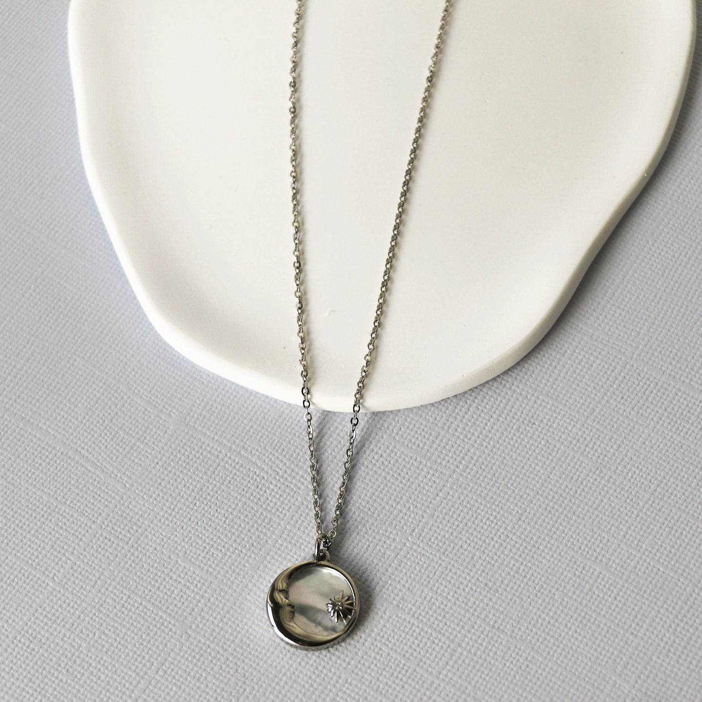 Lua Mother-Of-Pearl Moon & Star Pendant Necklace