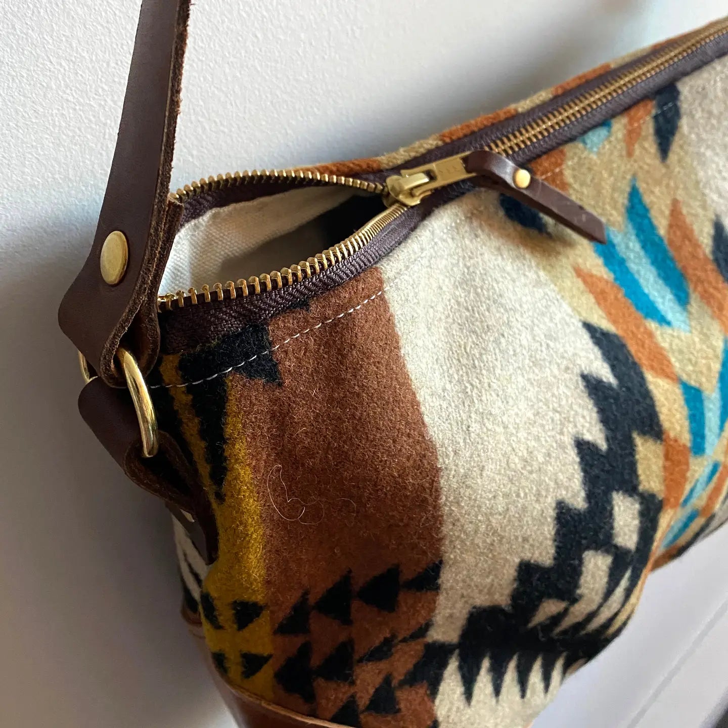 Eco-Friendly Slouchy Leather & Pendleton Wool Crossbody