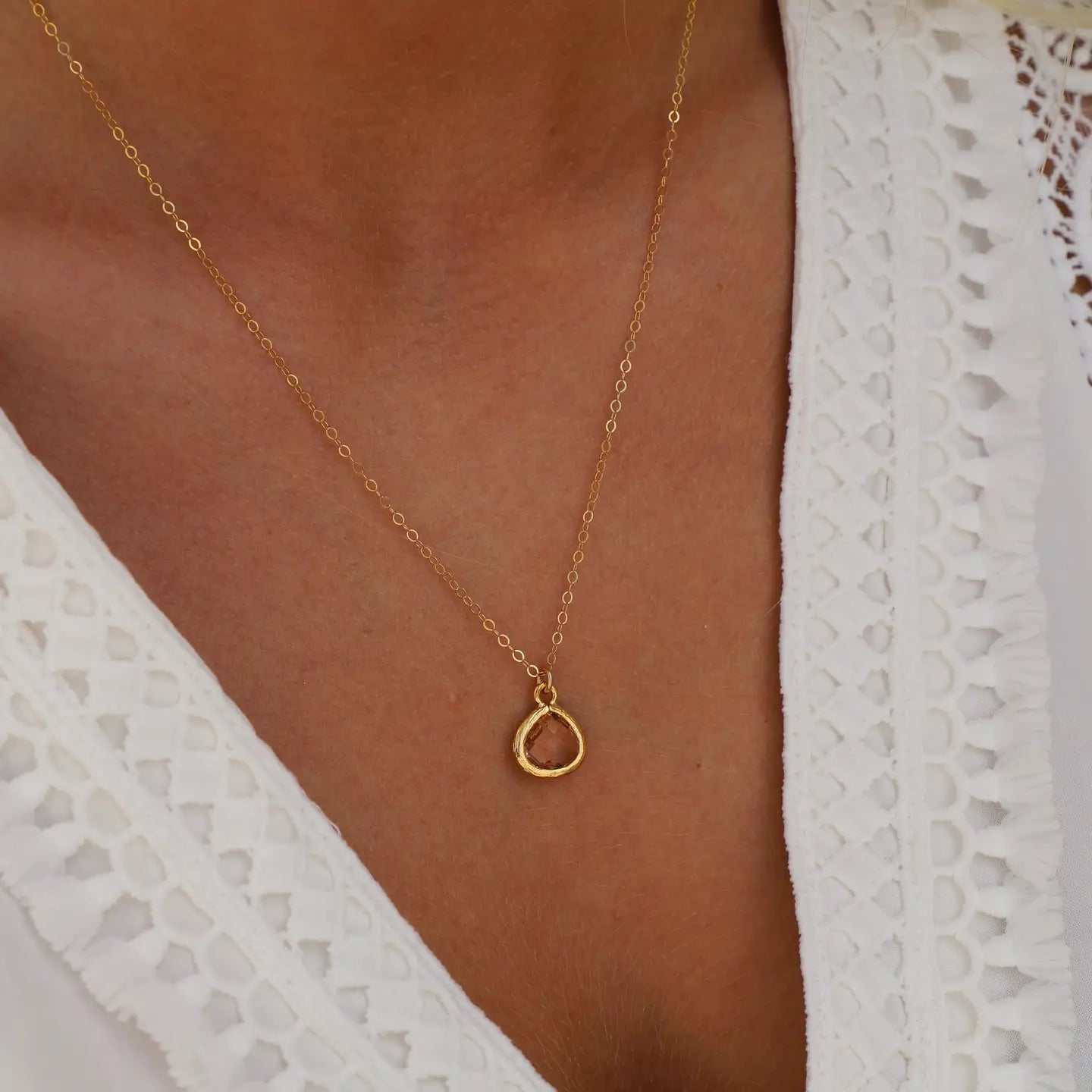 Petite Champagne Bezel Necklace