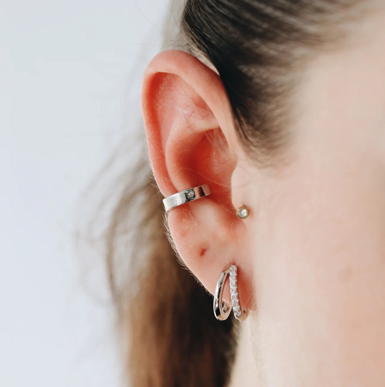 Ear Cuff Inlaid - Silver