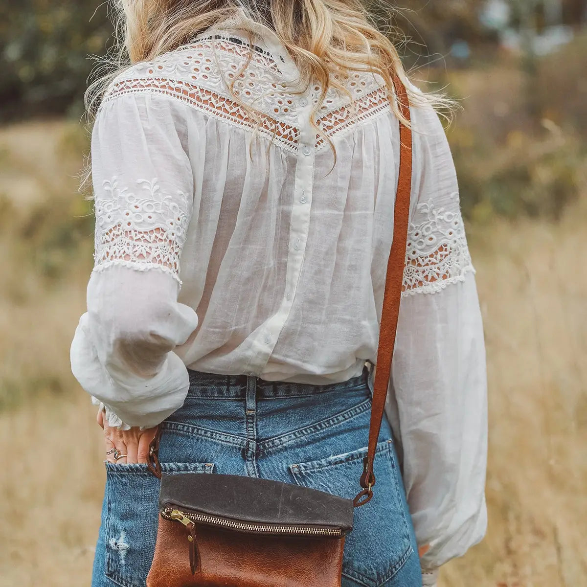 Waxed Canvas Crossbody - Oak Brown