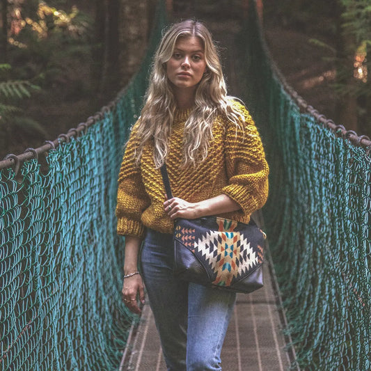 Boho Pendleton Wool Crossbody - Artisanal Eco-Friendly Style