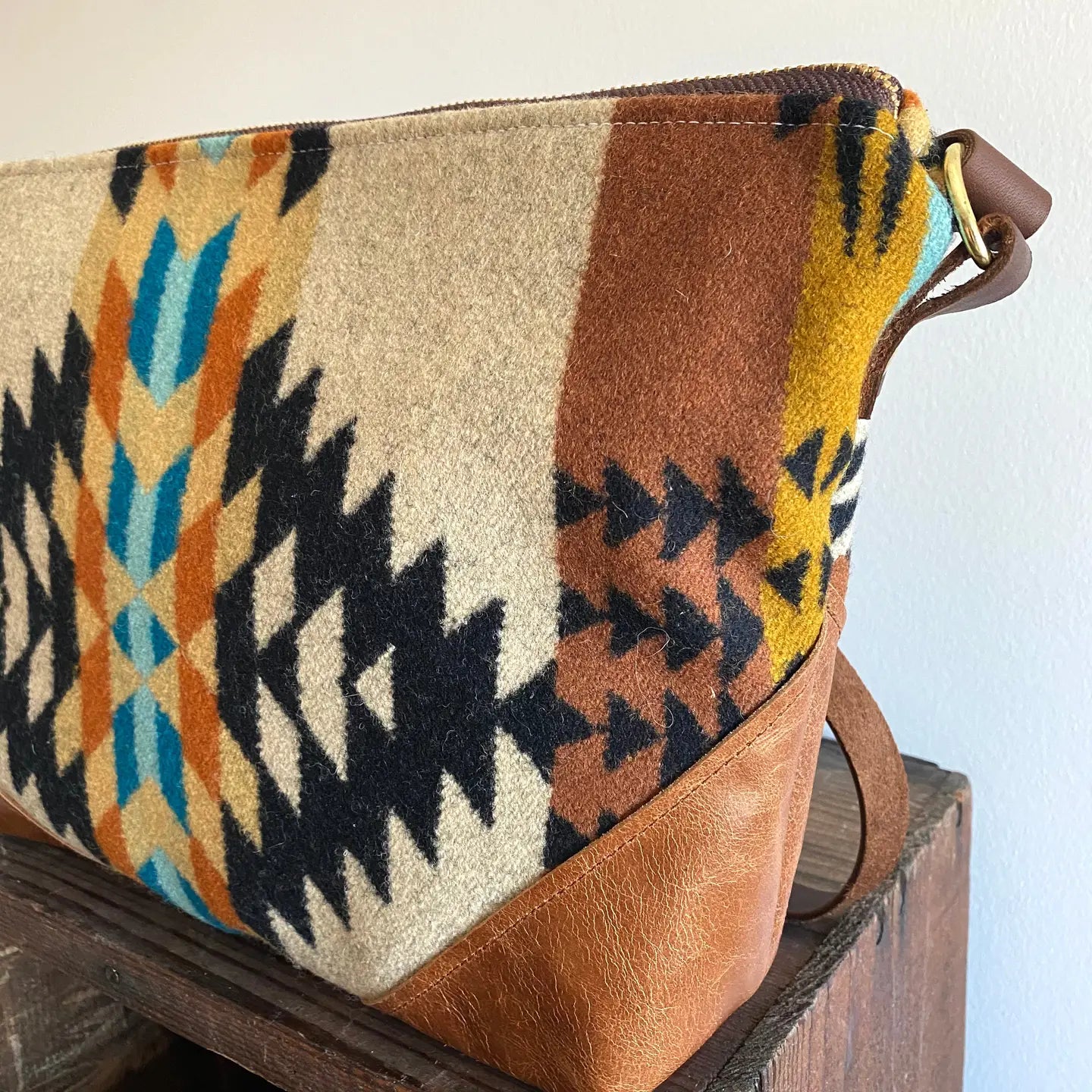 Eco-Friendly Slouchy Leather & Pendleton Wool Crossbody