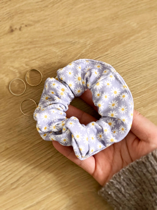 Organic Cotton Hair Scrunchie - Lilac Daisies